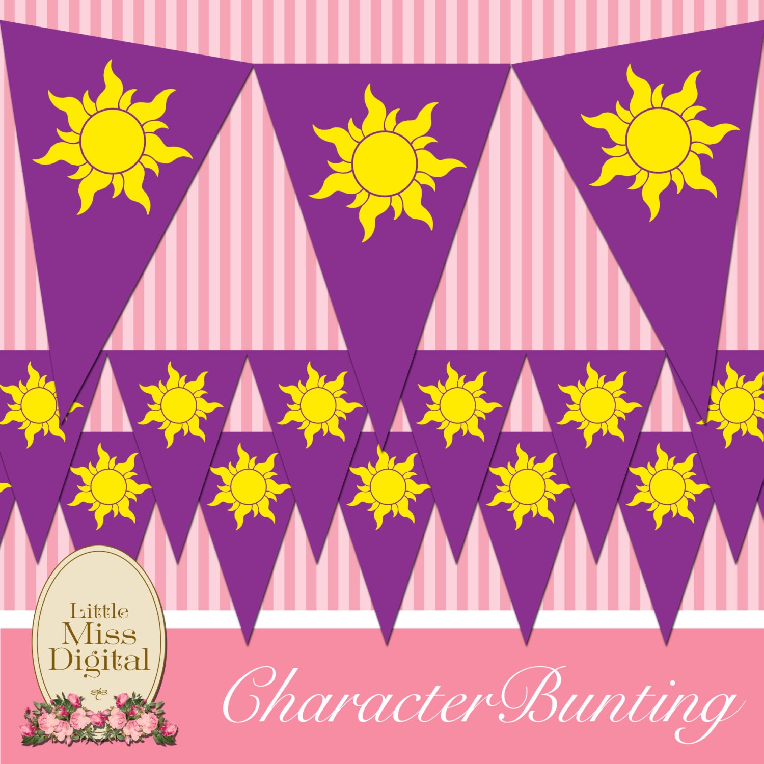 Tangled Rapunzel Bunting Flag Birthday Party Bedroom Playroom