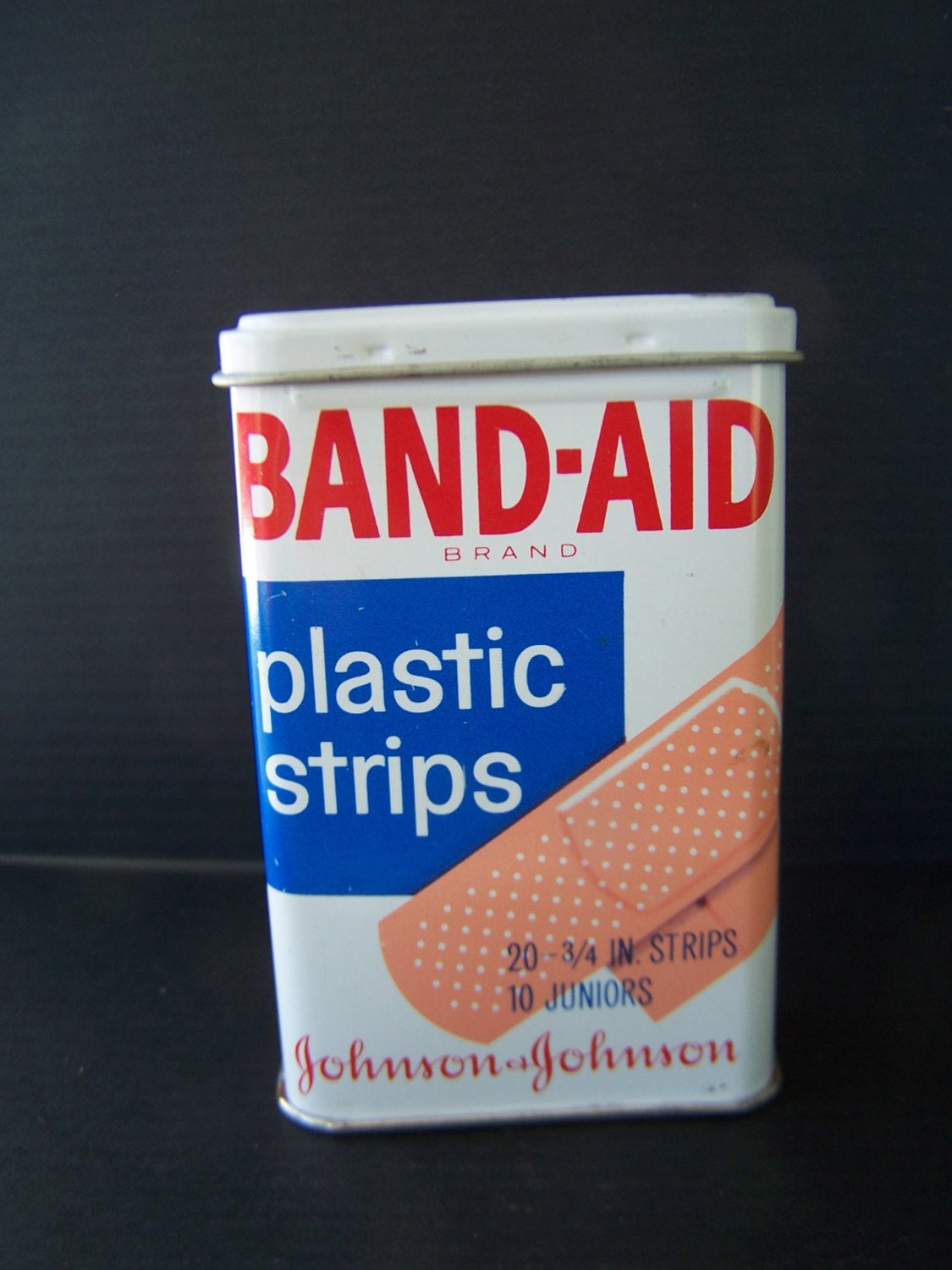 Vintage Metal Small Tin 1960's BandAid Box Plastic Strip