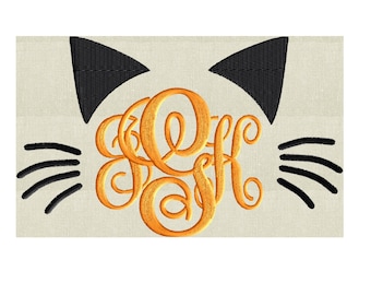 Black Cat Kitty Font Frame Monogram Embroidery Design - Font not included - Instant download in 2 sizes - Hus Dst Exp Vp3 Jef Pes