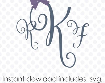 Swirl vine monogram svg font alphabet instant download (.dxf .svg and zipped .studio files) vector cutting files
