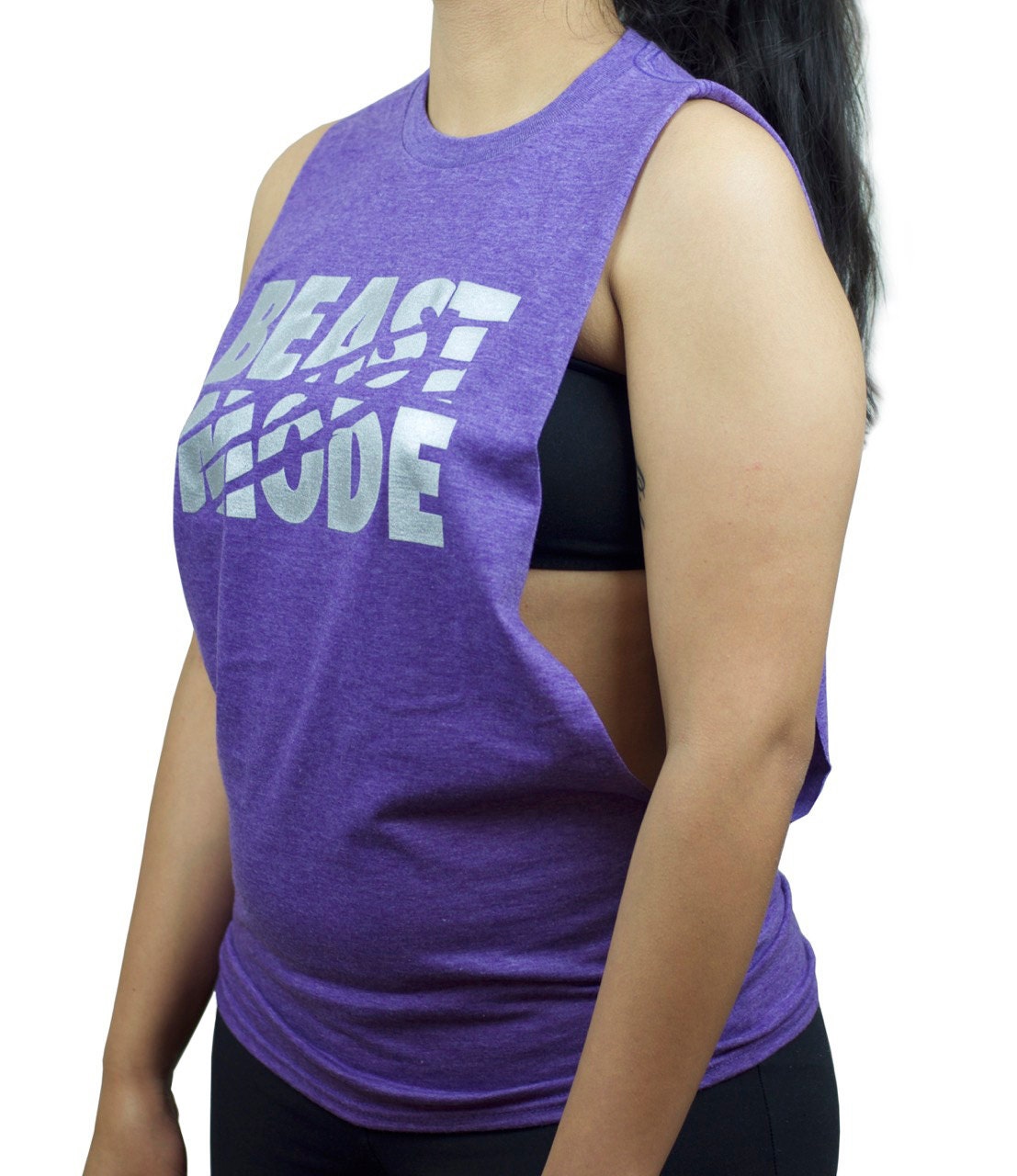 Women's Beast Mode Cut Off Tank Top Shirt Purple by ReppsApparel