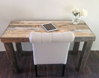 reclaimed wood modern rustic desk work table laptop station small dorm large office pretty or industrial beach house cabin