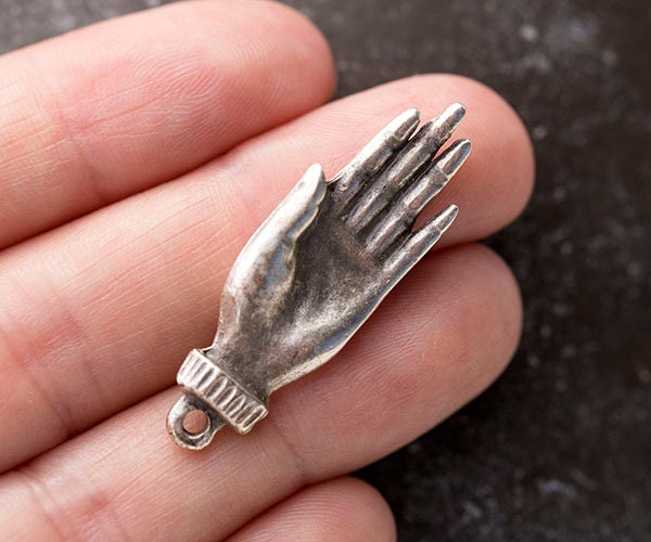 2 Healing Hand Charms, Antique Silver Hand Charms, Spiritual Hand ...