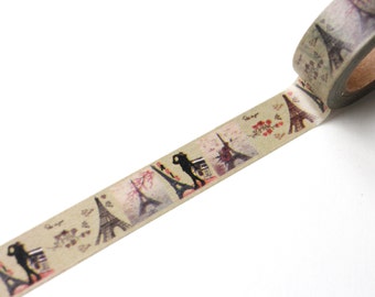 Paris Washi Tape, Eiffel tower Vintage Travel Planner craft tape, Paris card making Deco tape