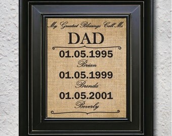 My Greatest Blessings Call Me- DAD, Gift from daughter, gift ideas for Dad ,Gifts for Dad, Dad christmas gift, Father's day burlap print-2D