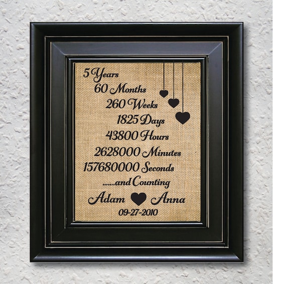 5th anniversary gift Personalized anniversary gift for