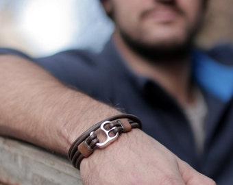 Leather wrap bracelet, mens leather bracelet,, mens jewelry, leather wristband, best gift, armband herren