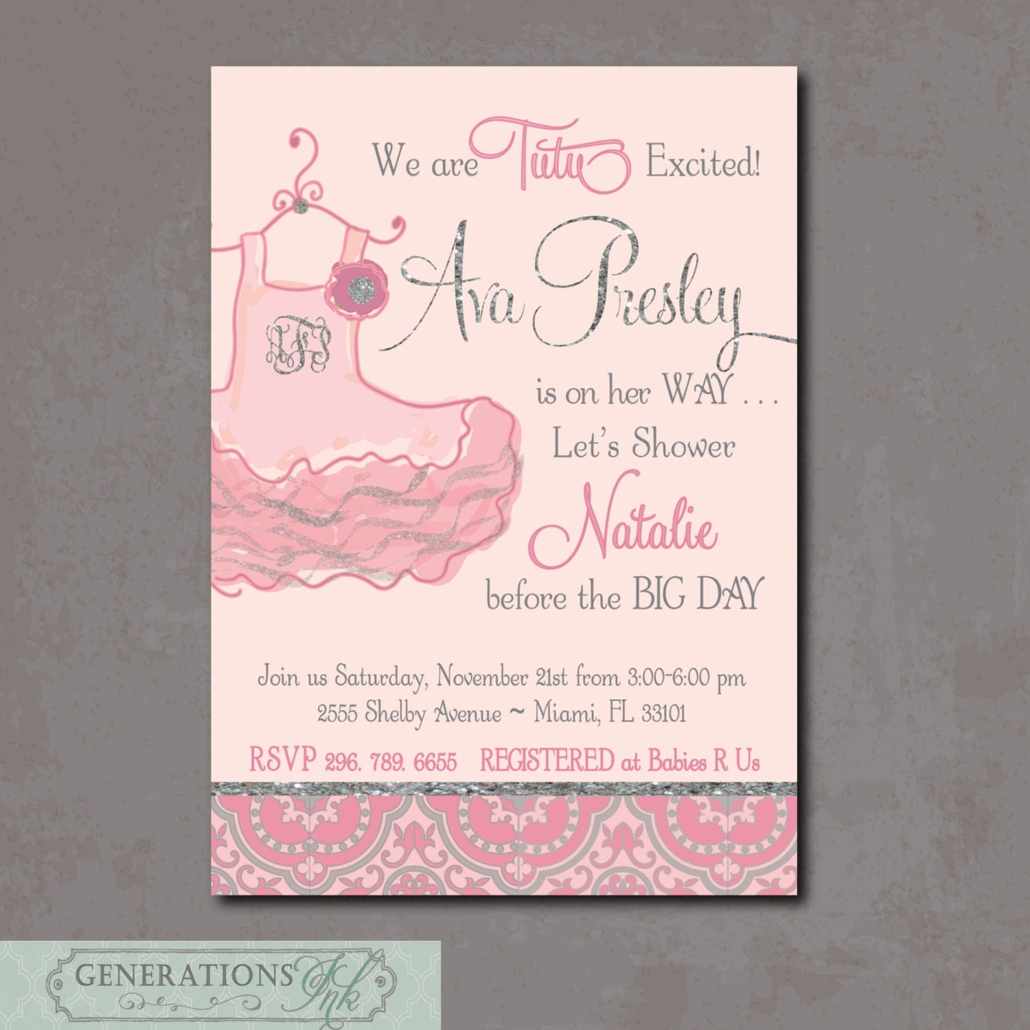 Adorable Baby Shower Invitation..TUTU Excited