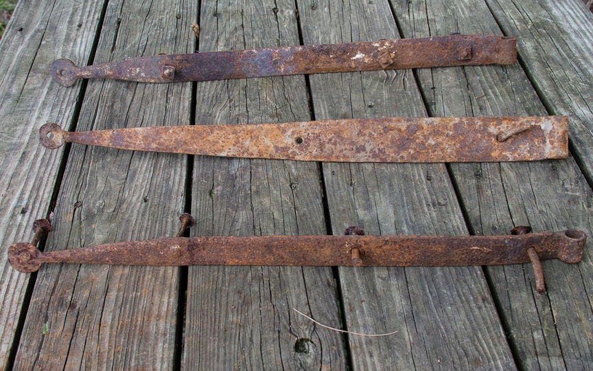Antique Strap Hinge Large Wrought Iron Hinges by lloydstreasures