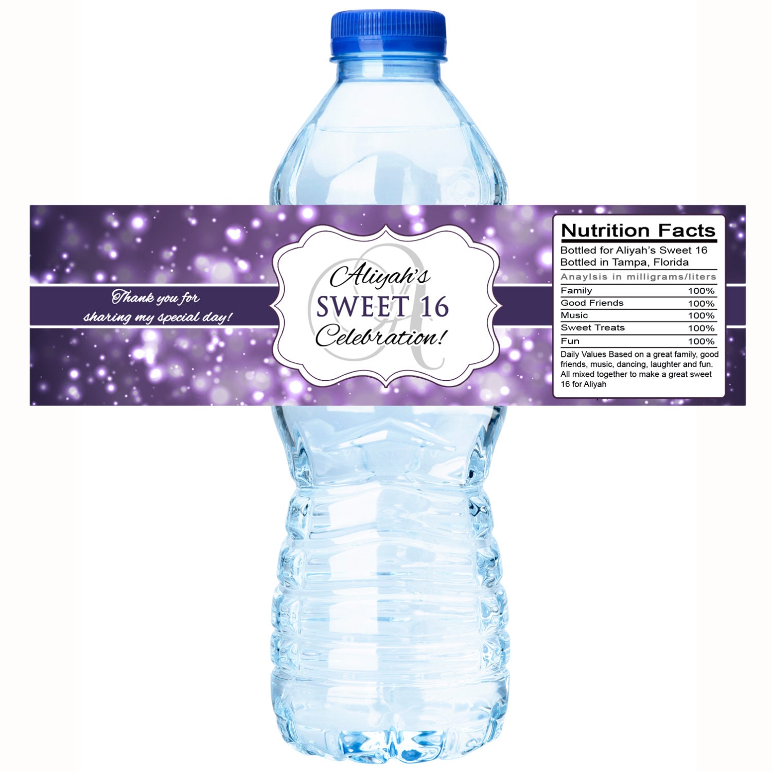 30 Color Coordinated Glow Theme Party Sweet 16 Birthday Water Bottle ...