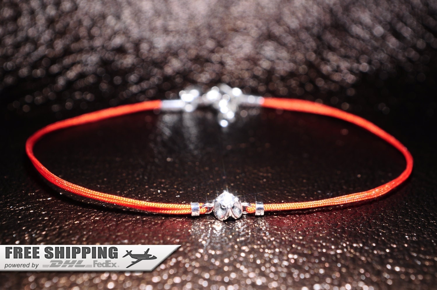 Red String Bracelet Diamond 18k White Gold Adjustable
