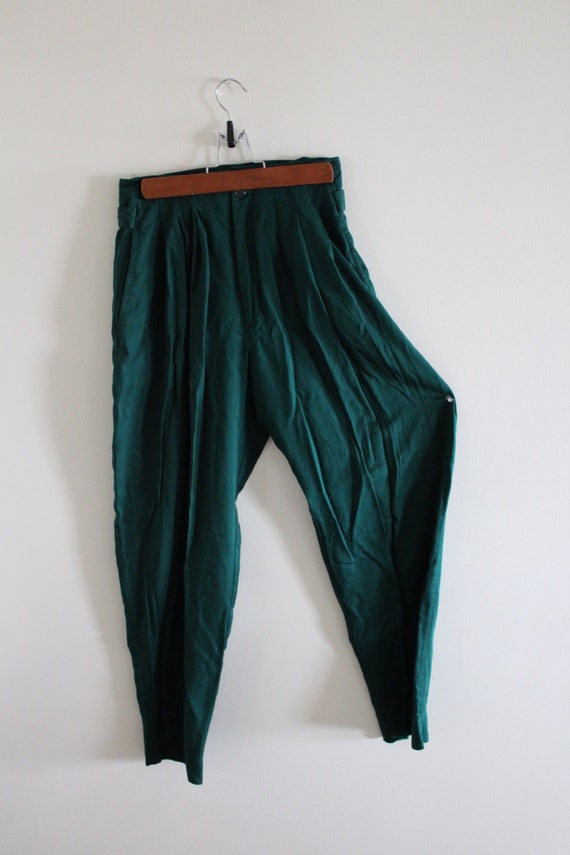 Vintage forest green pleated pants by VelvetVisionVintage on Etsy