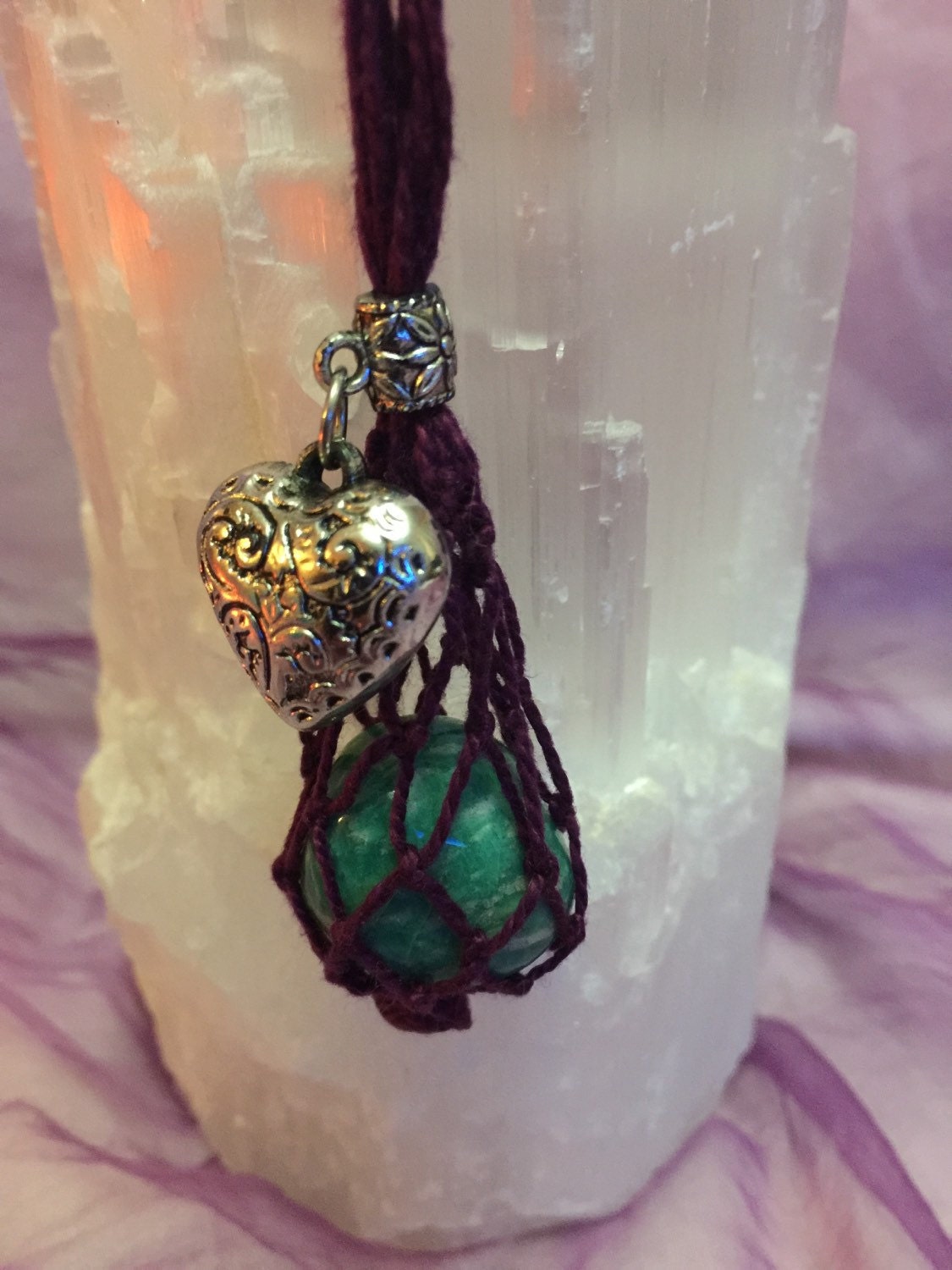 handmade crochet necklace crystal pouch crystal holder