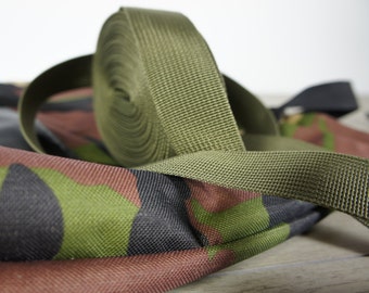 ARMY GREEN ribbon polypropylene webbing, green webbing, bag strap, shoulder bag stra, heavy weight webbing
