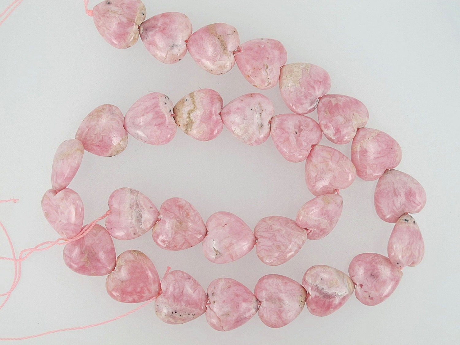 Large Natural Pink Rhodochrosite 12mm Smooth Round Beads