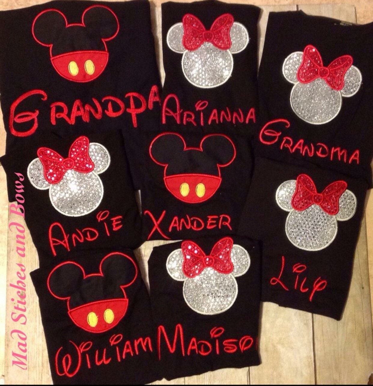Custom embroidered Disney shirts minnie and mickey mouse set