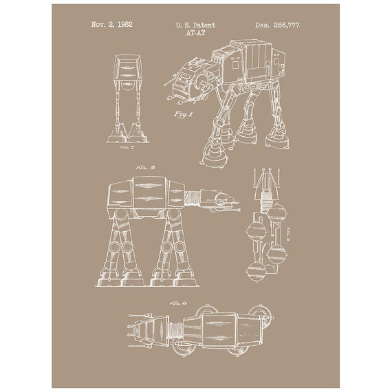 Star Wars AT-AT Screen Print ATAT Blueprint by InkedandScreened