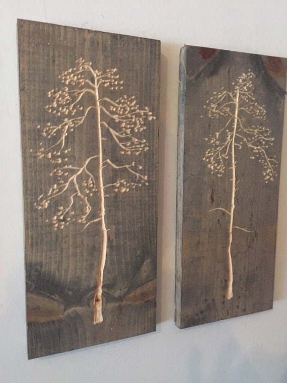 2 pieces of Wood wall tree art carved and stained by JDECreations