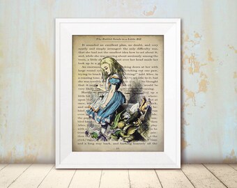 Alice in Wonderland Wall Art - Animal Jury - Mixed Media Art Print - Vintage Book Print - Alice Decor - Wonderland Decor - Steampunk Art