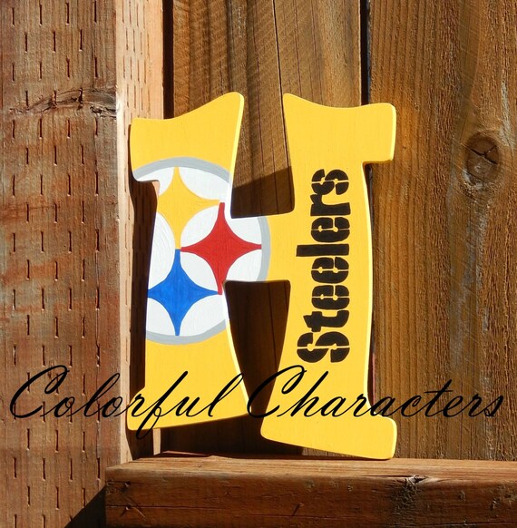 Painted Pittsburgh Steelers Wall letters bow by ColorfulCharacters