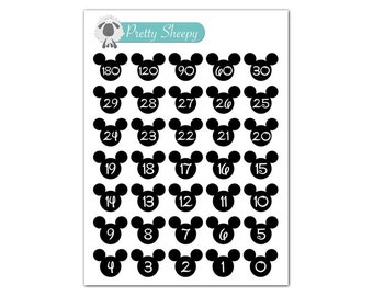 Mini Sheet - Disney Vacation Countdown Stickers - Disney Planner Stickers
