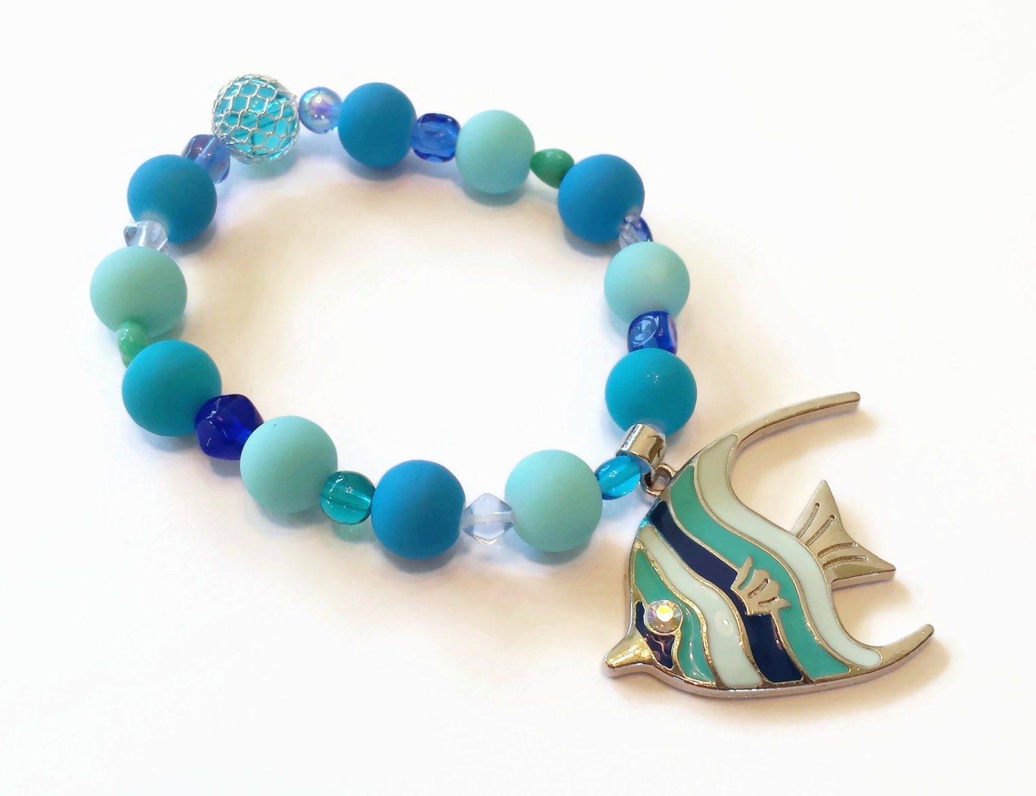 Fish Charm Bracelet Fish Beaded Jewerly Stetch Bracelet