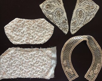 Heavily beaded 1920s 1930s vintage beaded collar and infinished evening purse.