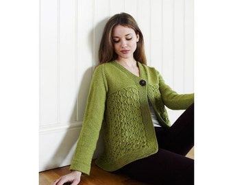 Cardigan knitting pattern for Temari cardigan by Kyoko Nakayoshi, knitted with Fyberspates Scrumptious Aran.