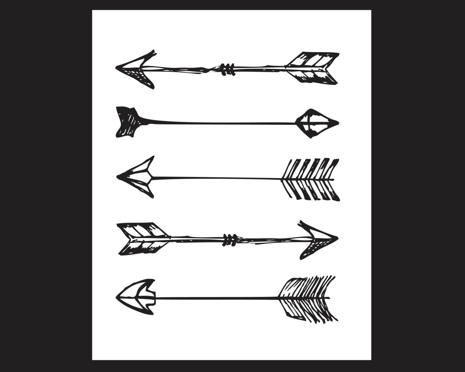Black &amp; White TRIBAL ARROW PRINT 8x10 by fringeswithbenefits