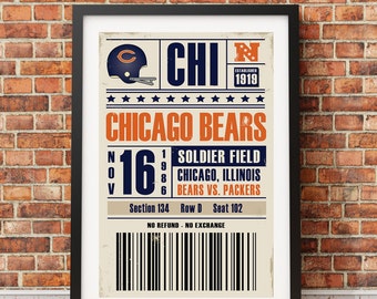 Chicago Bears Retro Ticket Print