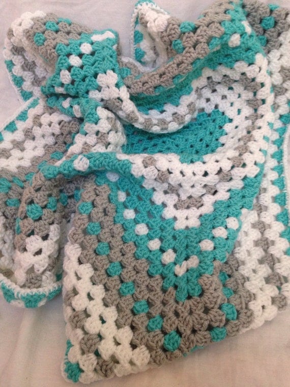 Ready to ship Turquoise crochet baby blanket - crochet baby blanket ...