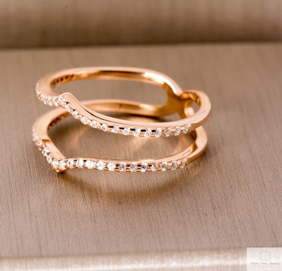 Pink Rose Gold Ring Guard Sterling Silver by MalibuVibesJewelry