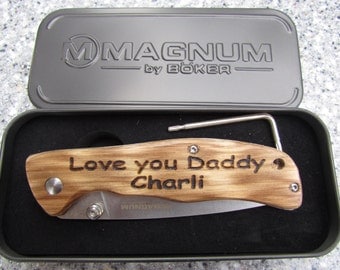 Laser Engraved Pocket Knife, Engrave YOUR Handwriting onto knife, Father of the Bride Gift, Gift for Dad, Groomsmen Gift, Anniversary Gift