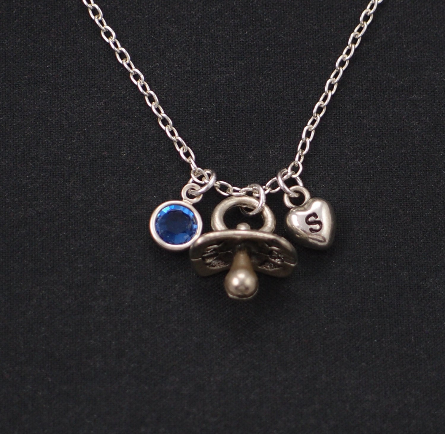 pacifier necklace sterling silver filled initial necklace