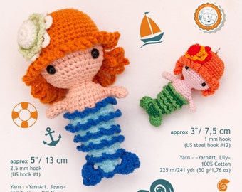 PATTERN - Mermaid - crochet doll pattern, amigurumi doll pattern, pdf - Instant Download