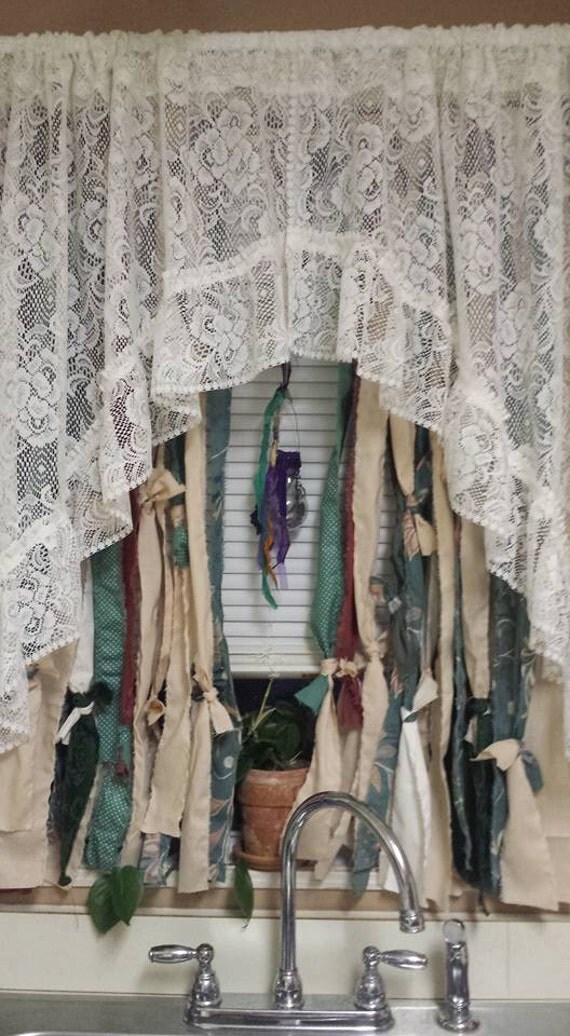 Boho Rag Curtains With Beads Hippie Style by YaYaHippieEmporium