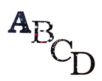 Iron on Monogram Letters, Iron On Applique Fonts, Applique Designs, Monogram T Shirt, Patriotic 4th of July Shirt, Iron On Patch, DIY Gift