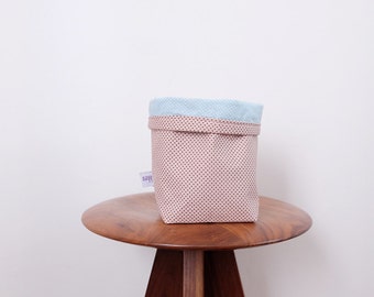Small fabric basket - pink and blue dots patterns