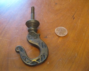 Antique Victorian Hook , Eastlake Hook , Antique Birdcage Hook , Antique hardware , Brass Hook