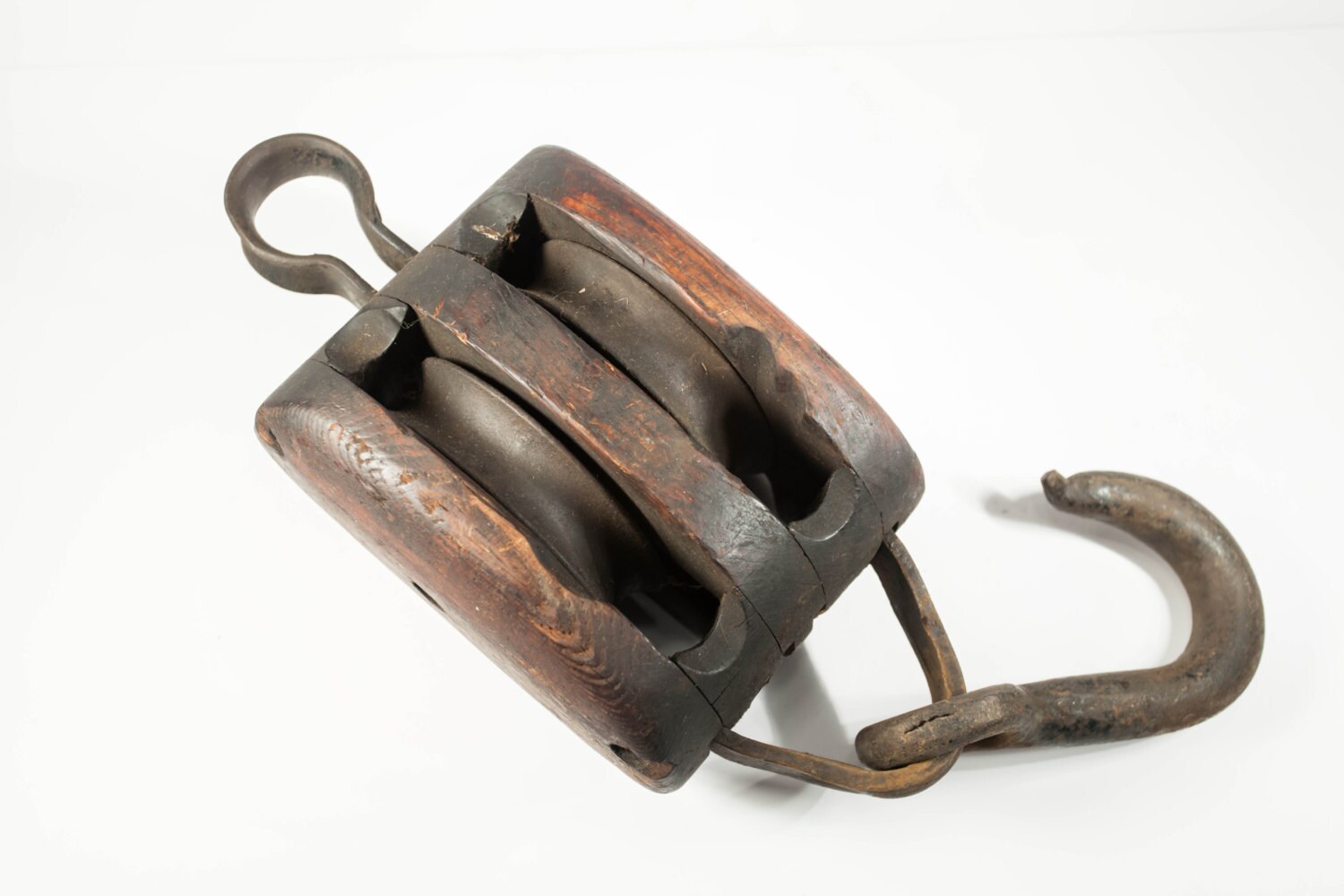 SALE Antique Union Hardware Torrington Double Wooden Pulley