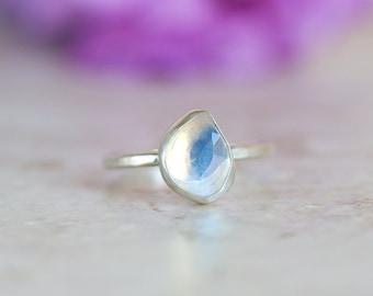 Rainbow Moonstone Ring, Rose Cut Rainbow Moonstone Ring, Moonstone Ring