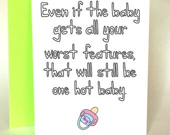 Funny Baby shower card, new baby, new baby card, baby shower card, funny baby card, congratulations baby card, funny pregnant card, C0-17