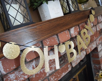 Baby Shower Banner, Oh Baby Banner, Glitter Banner, Glitter Oh Baby Banner,