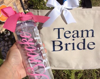 Tote Bag Bride And Tumbler SET ,Canvas Tote Bag,Tote Bags Wedding,Tote Bag Bridesmaid,,Bridesmaid Tote Bag,Gift Tote Bags,Wedding