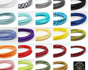 FABRIC LIGHTING CABLE | Italian fabric flex | 3 core | Industrial Vintage | Multiple Colours