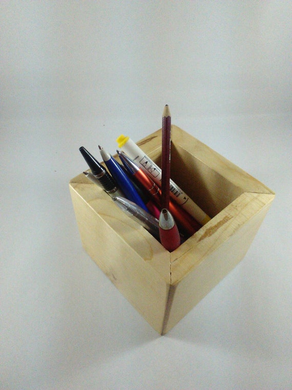 handmade wood box pencil holder desk organizer