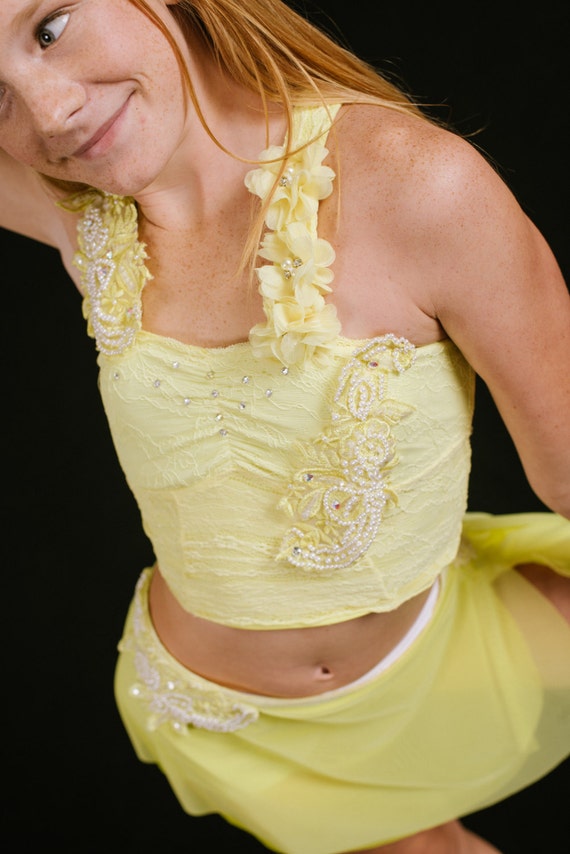 Yellow 3 pc Lyrical Dance Costume by RougeDanceCostumes on Etsy