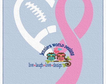 Football Breast Cancer Awareness Ribbon, heart, laces, SVG, DXF, PNG, Cut File