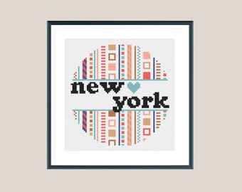 New York cross stitch pattern, counted cross stitch, instant download
