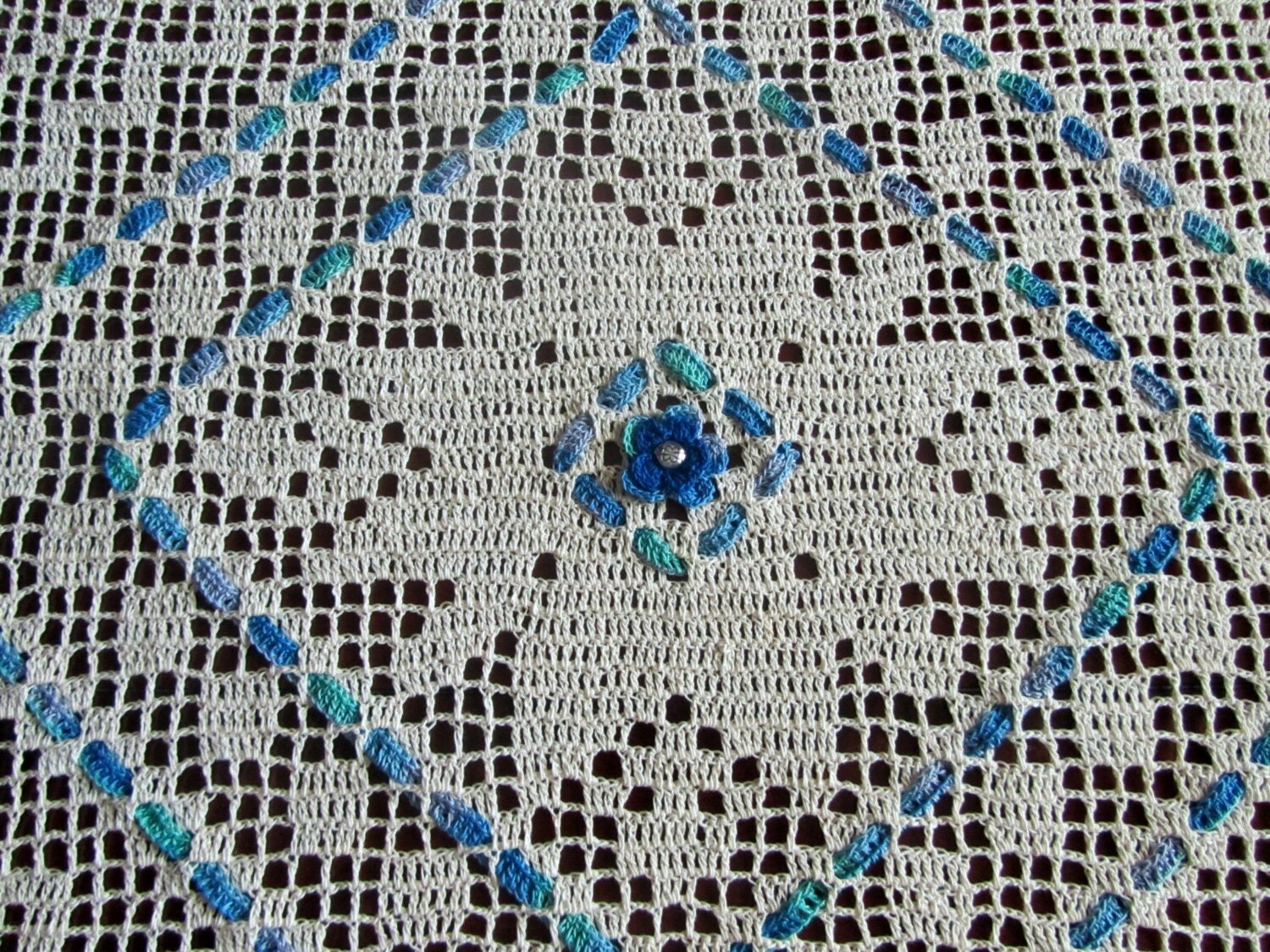 SALE Doily Table Cover Crochet Square Table by ElenisCrochet